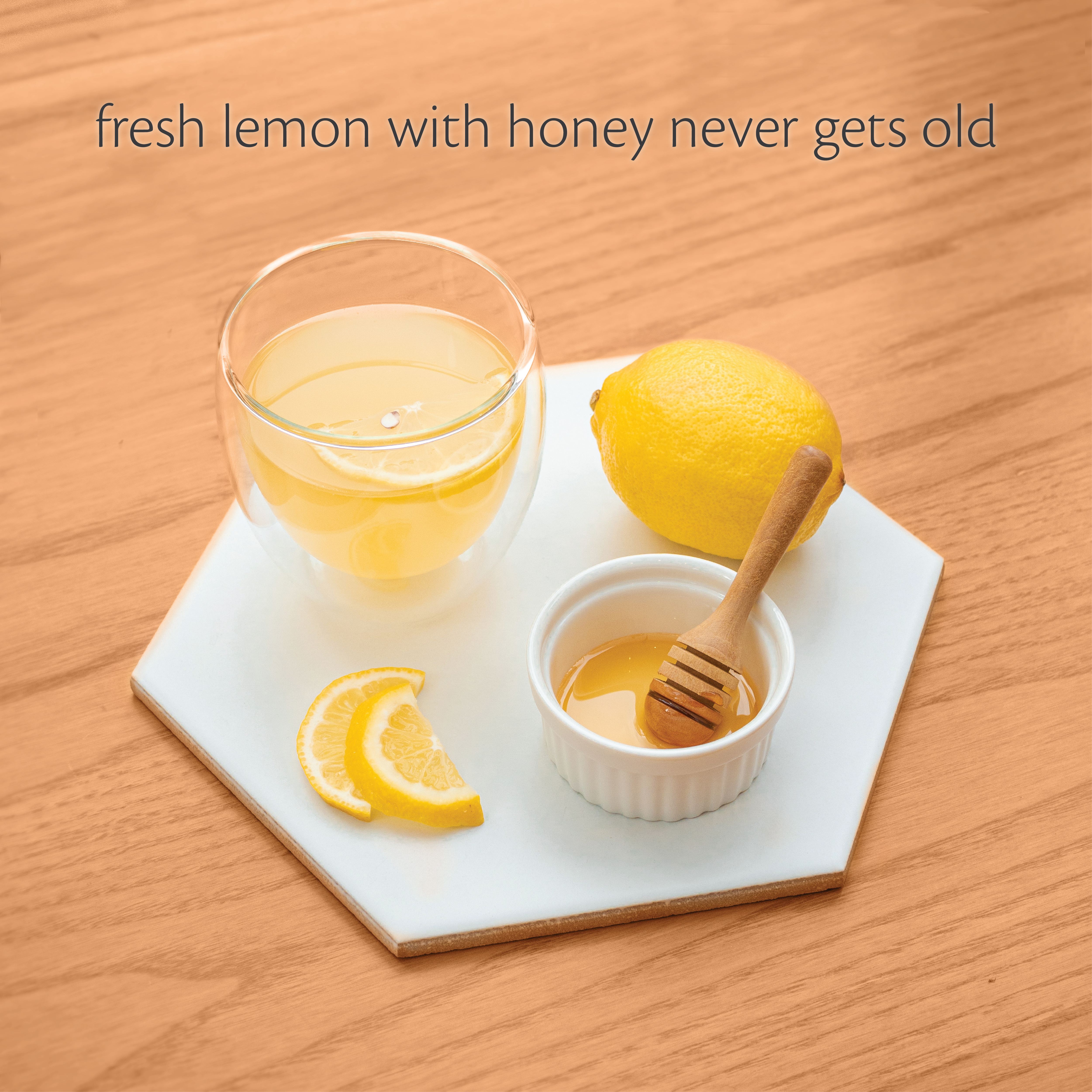 fresh lemon with honey